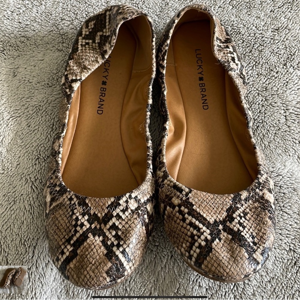 Snakeskin Print Lucky Brand Ballet Flats - Picture 1 of 3